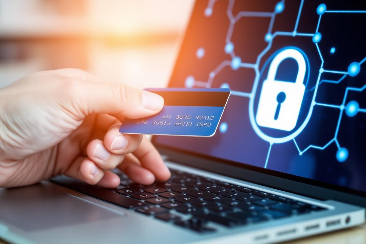 Secure online card payment on a laptop