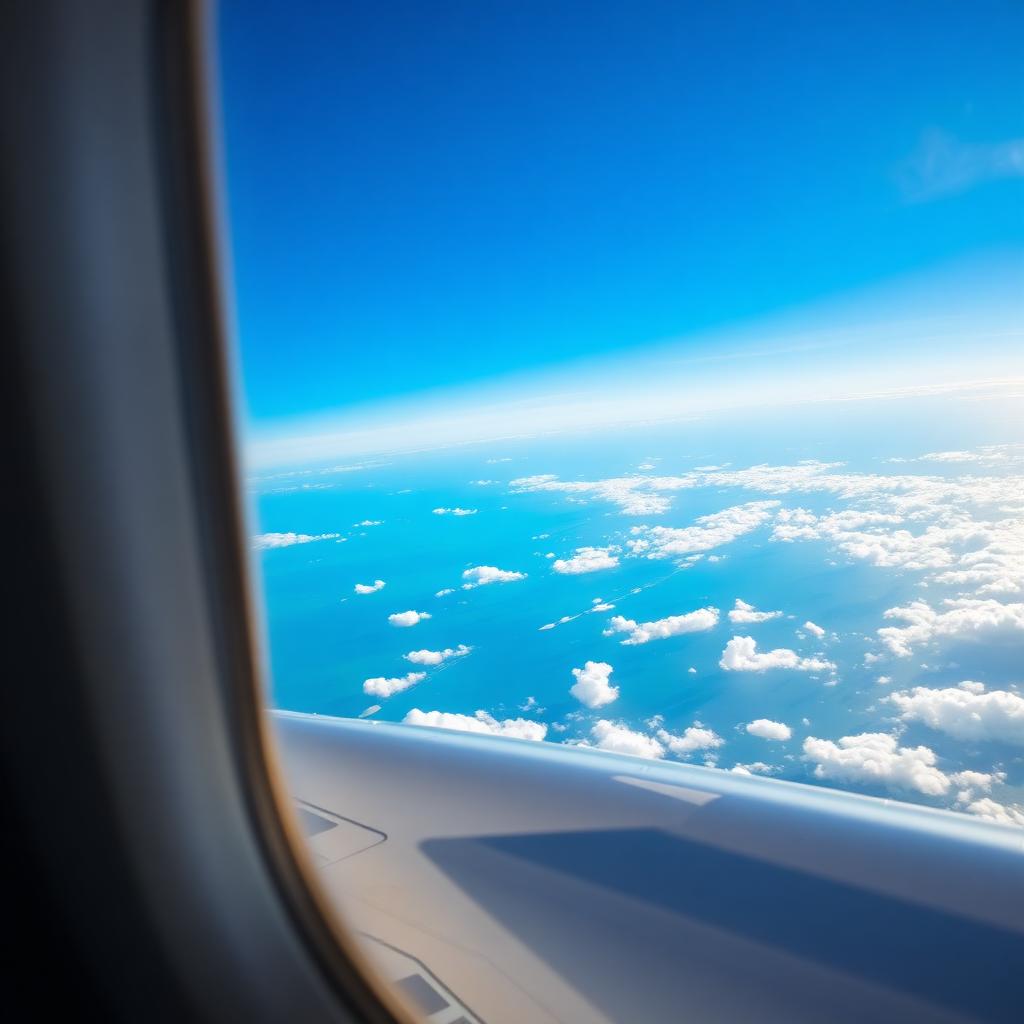 View of an airplane wing above the ocean